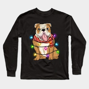 bulldog christmas lights Long Sleeve T-Shirt